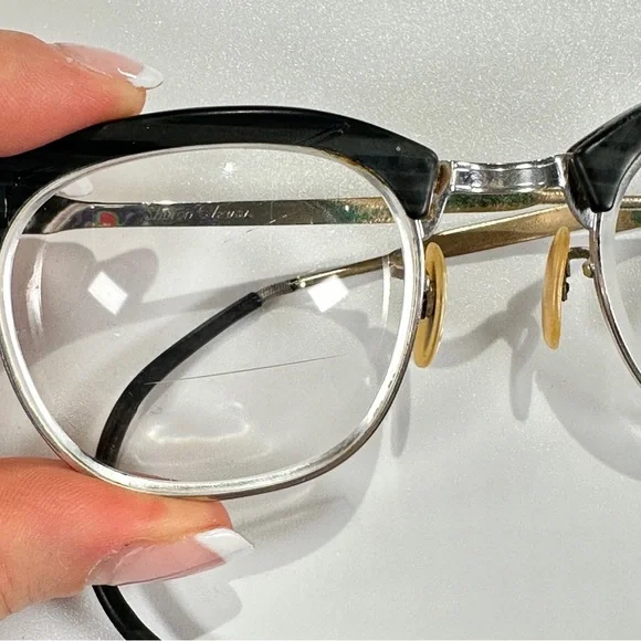 Shuron Vintage Browline Eyeglasses Black Metal Frame - Picture 7 of 12